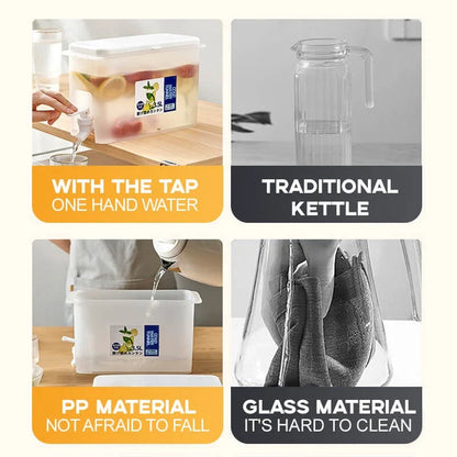 Transparent refrigerator pitcher with faucet and large 3.5L capacity for storing chilled beverages