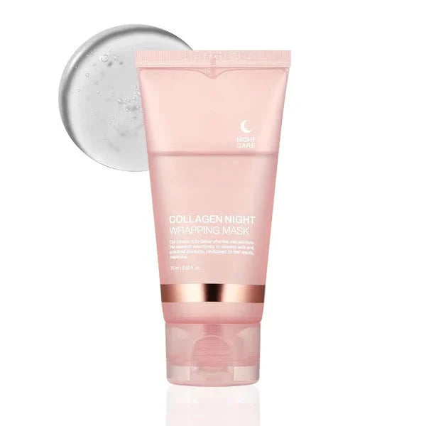 Rejuvenating collagen-infused night mask with innovative tear-off design and specialist application brush for visibly firmer, more hydrated and smoother skin