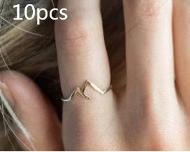 Unique mountain-shaped copper ladies' ring with antibacterial properties