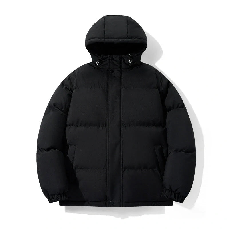 Cotton chenille hooded coat in pink, black, khaki, and sky blue for winter warmth