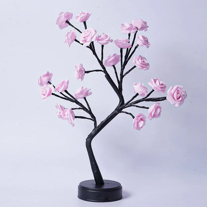 Enchanting 3D rose blossom USB desk lamp in various color options, creating a dreamy, romantic ambiance
