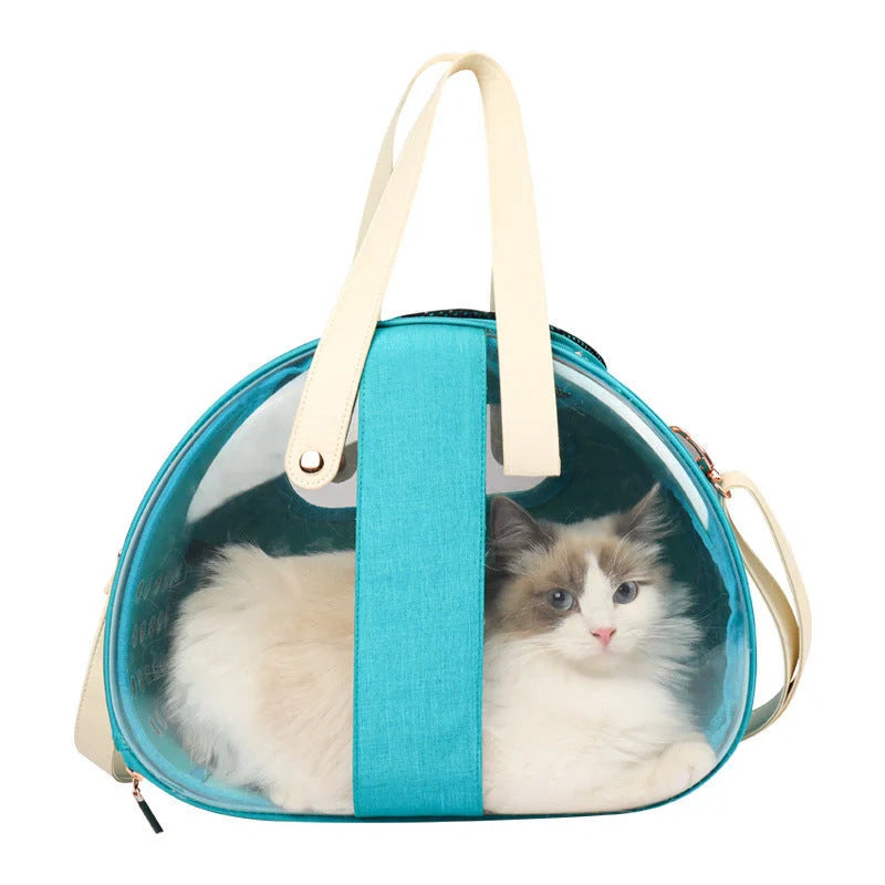 Transparent PVC pet backpack with ventilation holes and secure lock