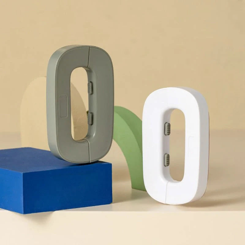 White and grey toddler safety lock for refrigerator doors with easy one-handed operation