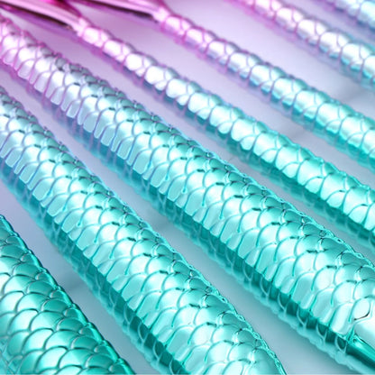 11-piece mermaid themed makeup brush set with synthetic fibres for flawless application