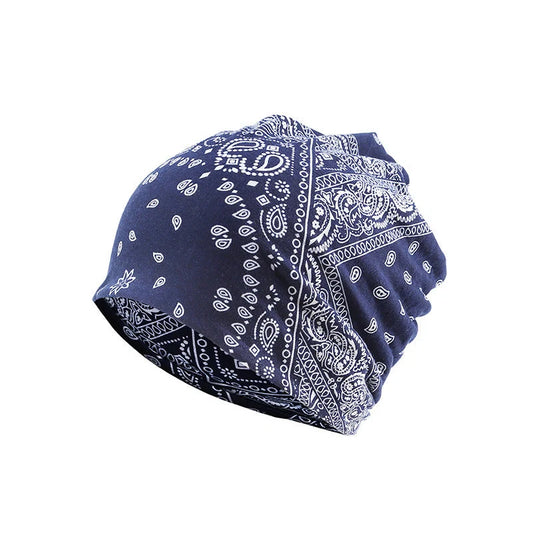 Adjustable windproof earmuff hat with cashew flower print in various colours