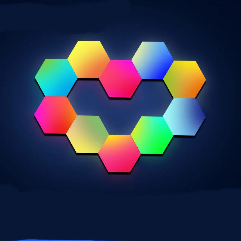 Smart Quantum Light Induction Honeycomb Wall Lamp with remote control and dynamic colour display