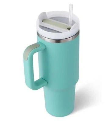 40oz stainless steel coffee mug with handle and straw, BPA-free, various colours available