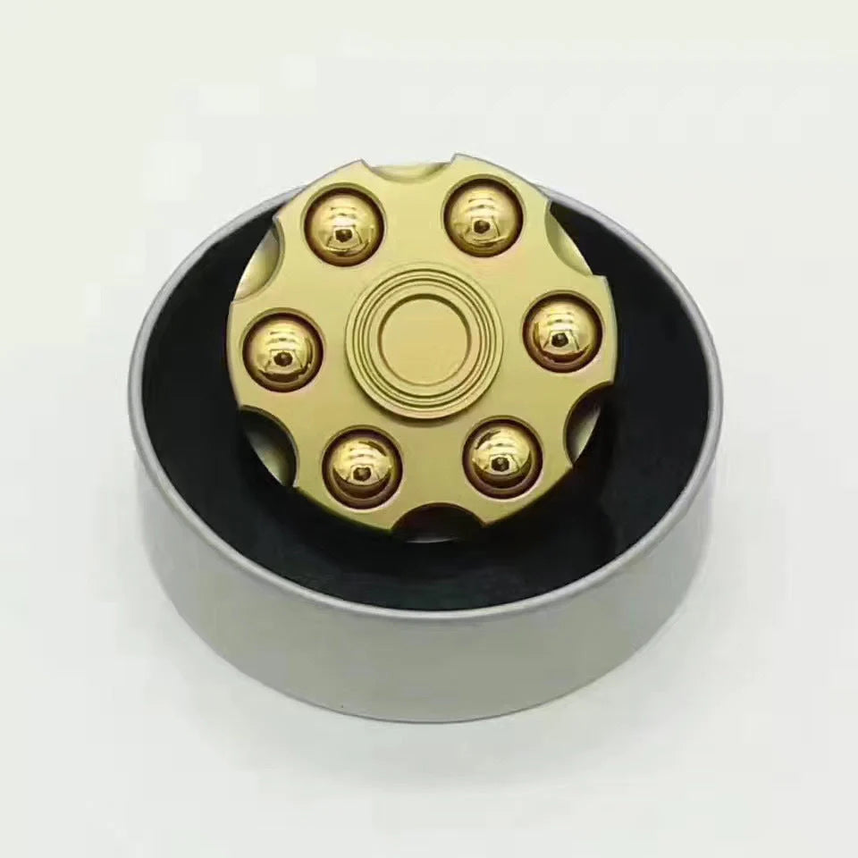 Brass gun revolver bullet fidget toy spinner with detachable rotating feature