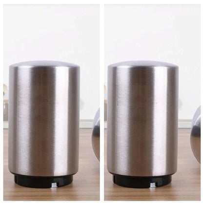 Portable magnetic automatic beer bottle opener in brushed stainless steel finish
