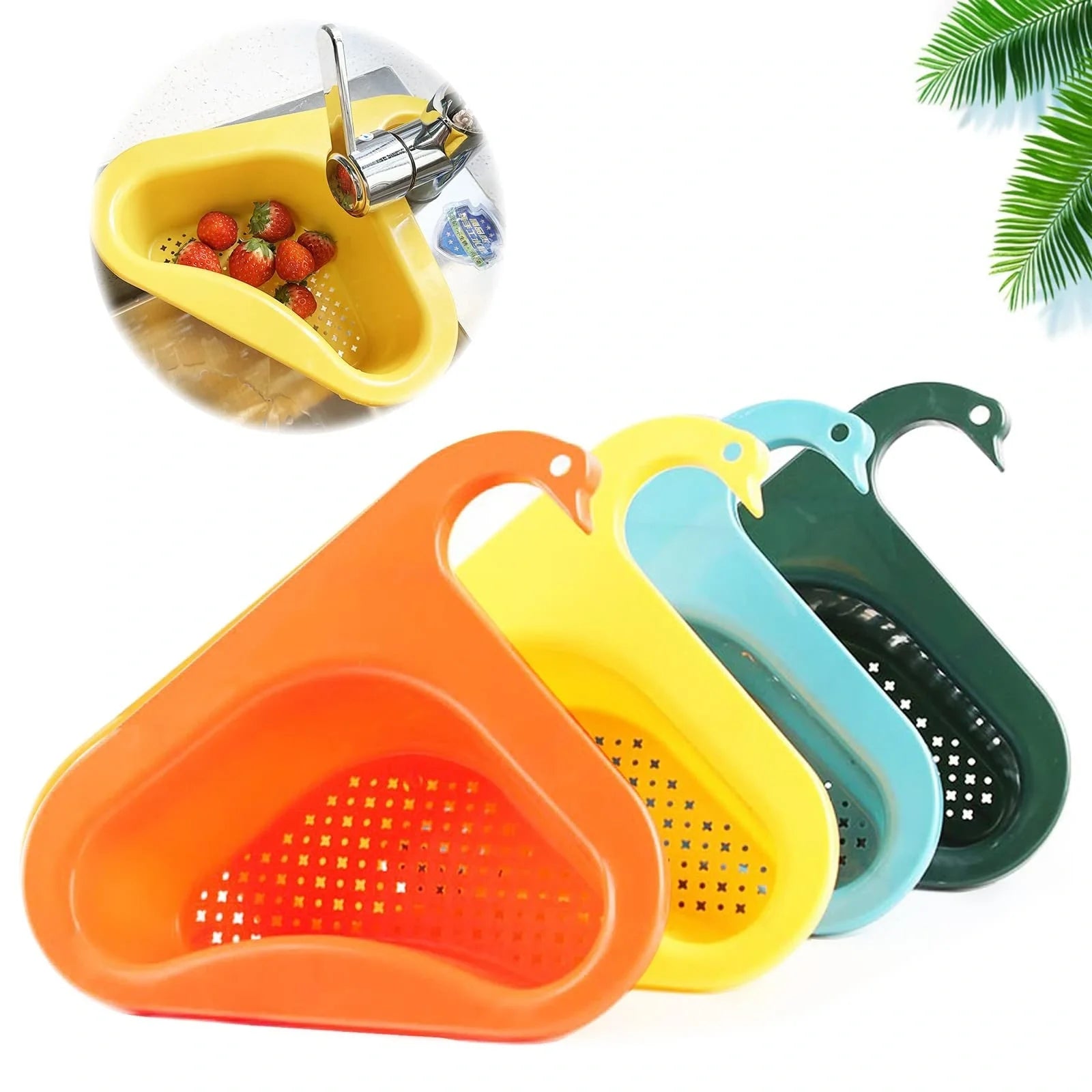 Swan-shaped kitchen sink hanging basket for drying fruits and vegetables