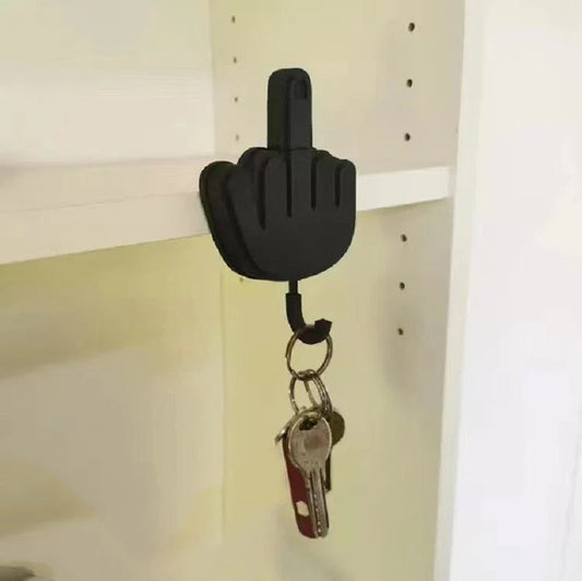 Spoof Middle Finger Desktop Storage Key Hook in wood and plastic options