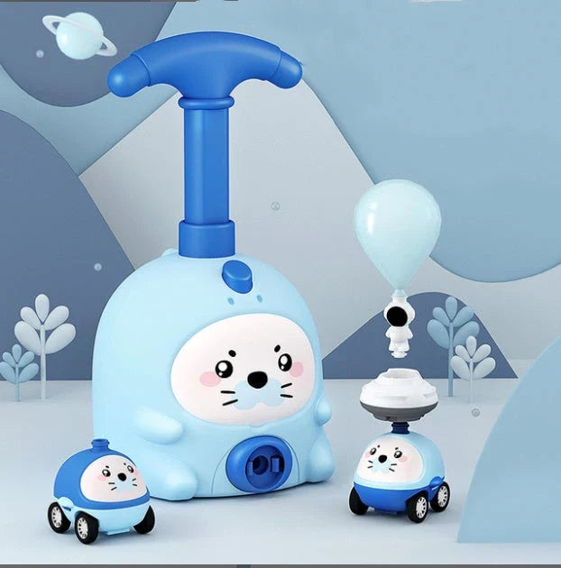 Balloon-powered car toys in various vibrant colours designed to engage children in hands-on STEM learning and independent exploration