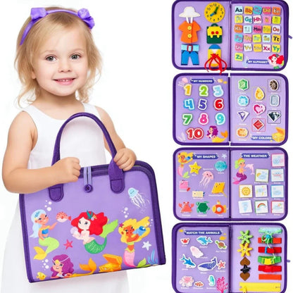 Children's felt busy board for dressing and buttoning skills development