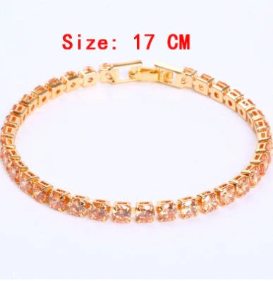 Luxury cubic zirconia tennis bracelet for women and men, available in multiple colours and sizes.