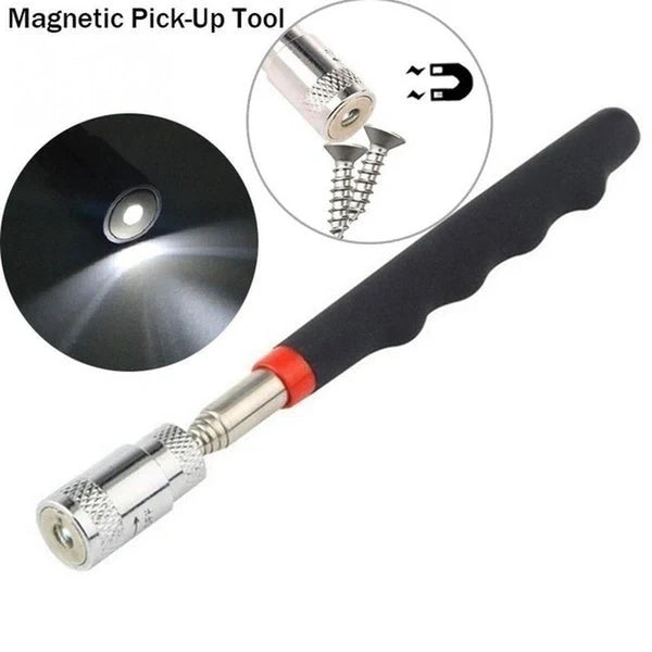 LED Magnetic Pick Up Tool with telescopic extension and LED light for retrieving small metal objects