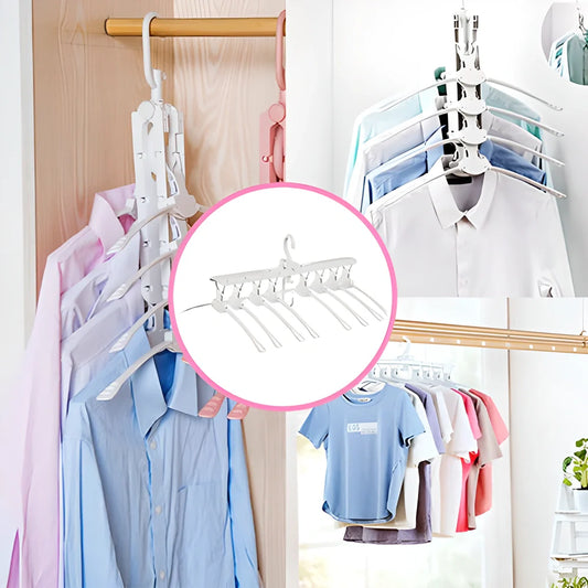 Premium 8-in-1 Space-Saving Collapsible Clothing Hanger for maximising wardrobe storage