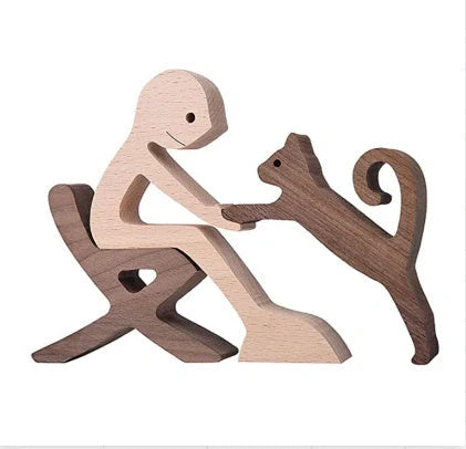 Nordic style wooden desktop ornament with animal design and polished finish