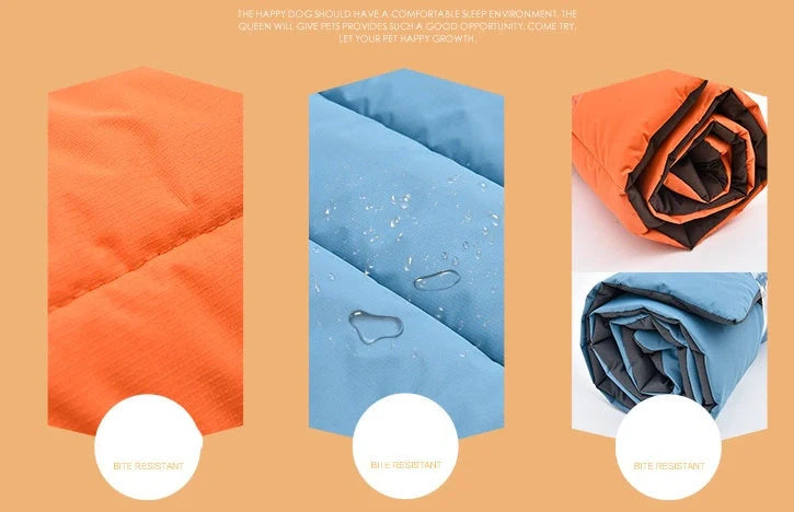Waterproof and bite-resistant pet mat with portable handle in various colors