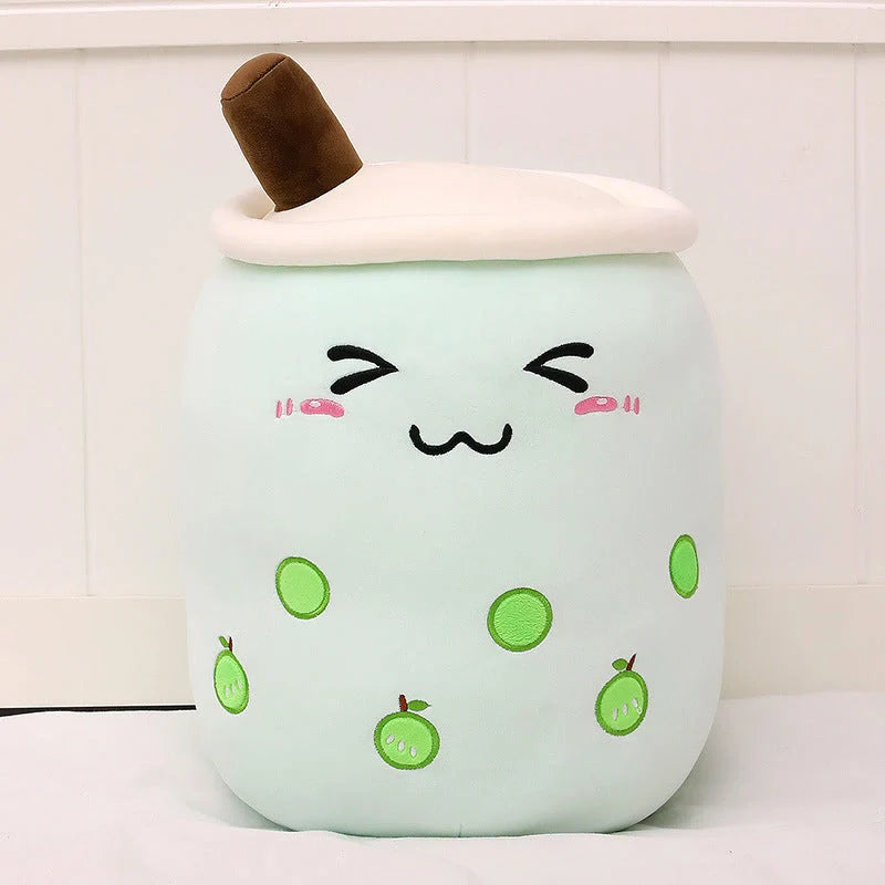 Strawberry Milk Tea Plush Boba Toy Pillow in various colours and sizes