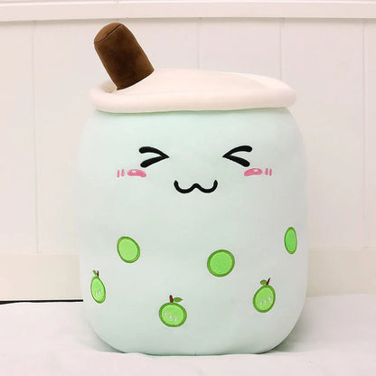 Strawberry Milk Tea Plush Boba Toy Pillow in various colours and sizes