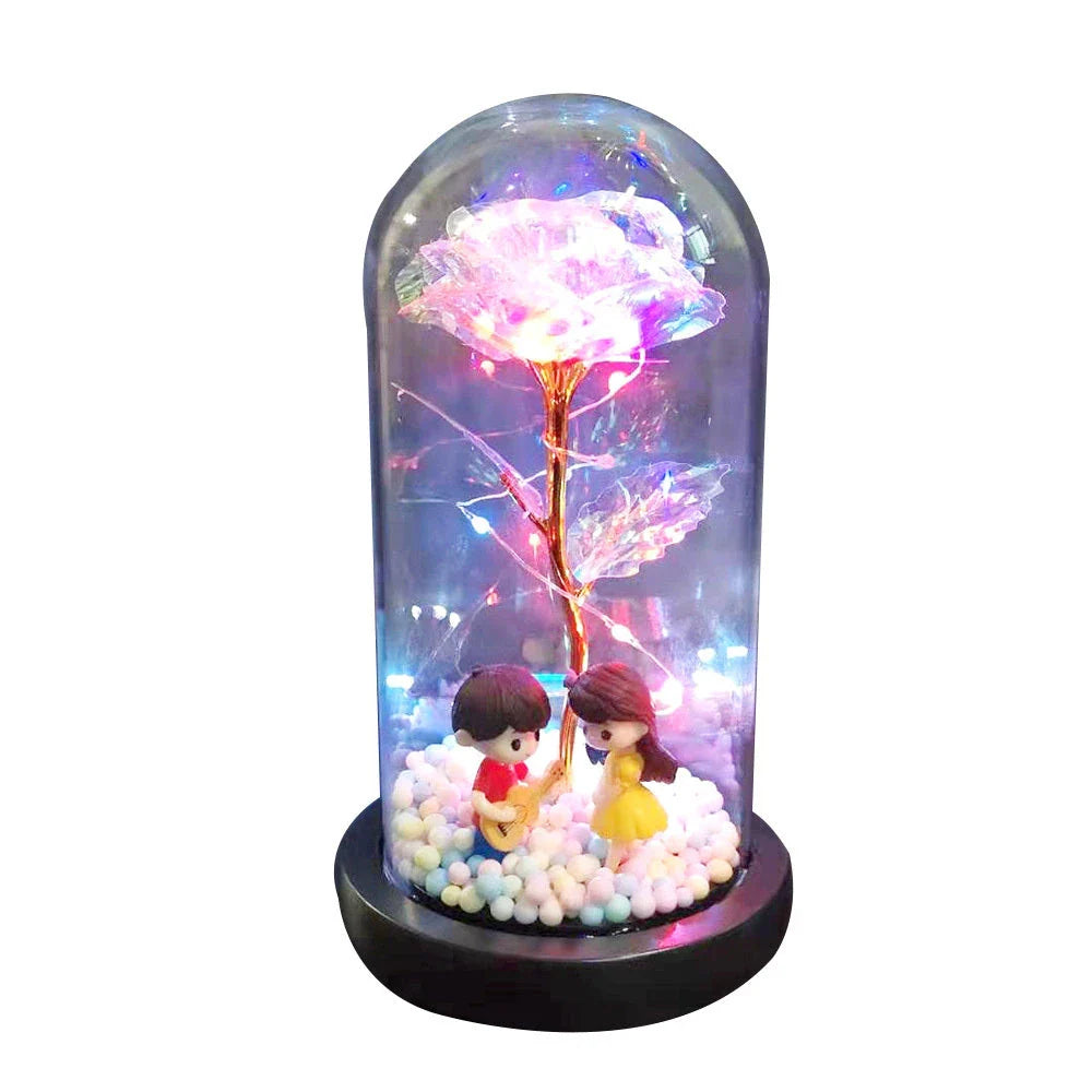 Enchanting artificial rose flower in a glass dome, a timeless home decor piece