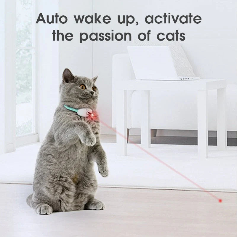 Smart Laser Teasing Cat Collar with adjustable fit and USB charging