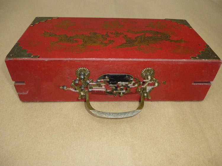 Handcrafted antique terracotta chess set with folding wooden board