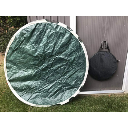 Green foldable leaf storage bag for garden clean-up, 140cm x 140cm