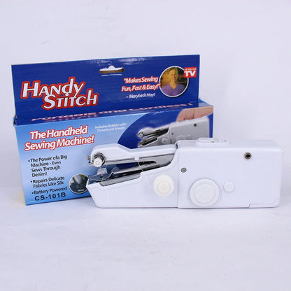 Portable mini hand sewing machine in various colors with compact design for easy sewing on the go