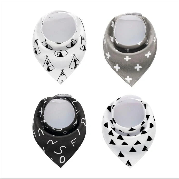 Stylish baby bibs set with arrow, wave, and triangle prints, perfect for keeping your baby clean and fashionable.