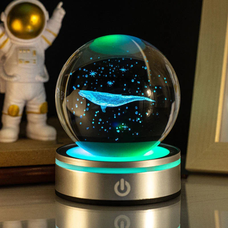 Captivating 3D crystal night lamp with intricate patterns and warm, soothing LED illumination for enchanting home decor