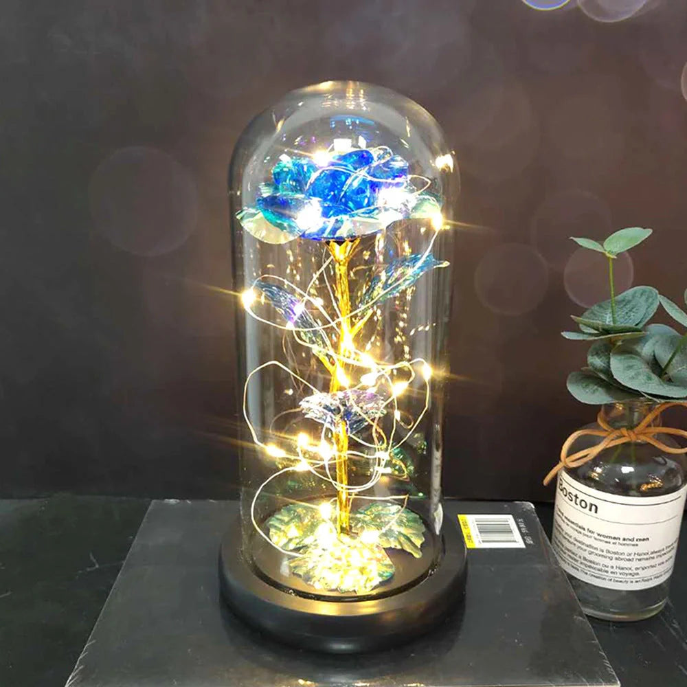Immortal simulation rose with luminous LED ornament in various colours for wedding and party decor