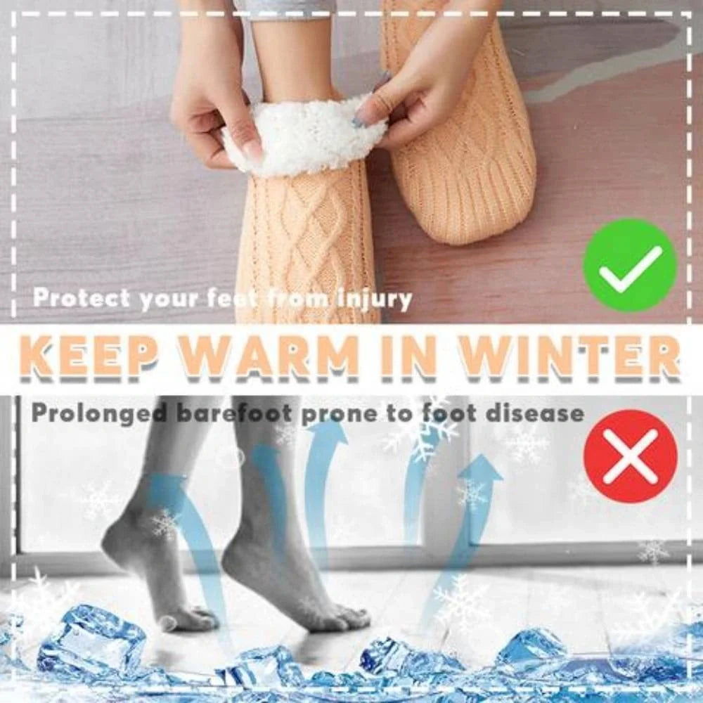 Winter woolen socks with non-slip dots in various colours