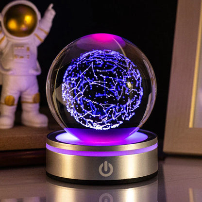 Captivating 3D crystal night lamp with intricate patterns and warm, soothing LED illumination for enchanting home decor