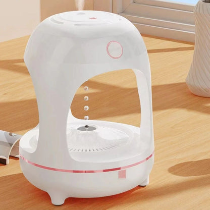 Levitating Water Drops Humidifier with LED night light on a desk