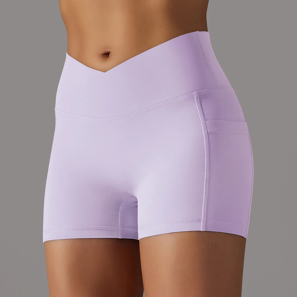 Women's yoga shorts with phone pocket in various colours