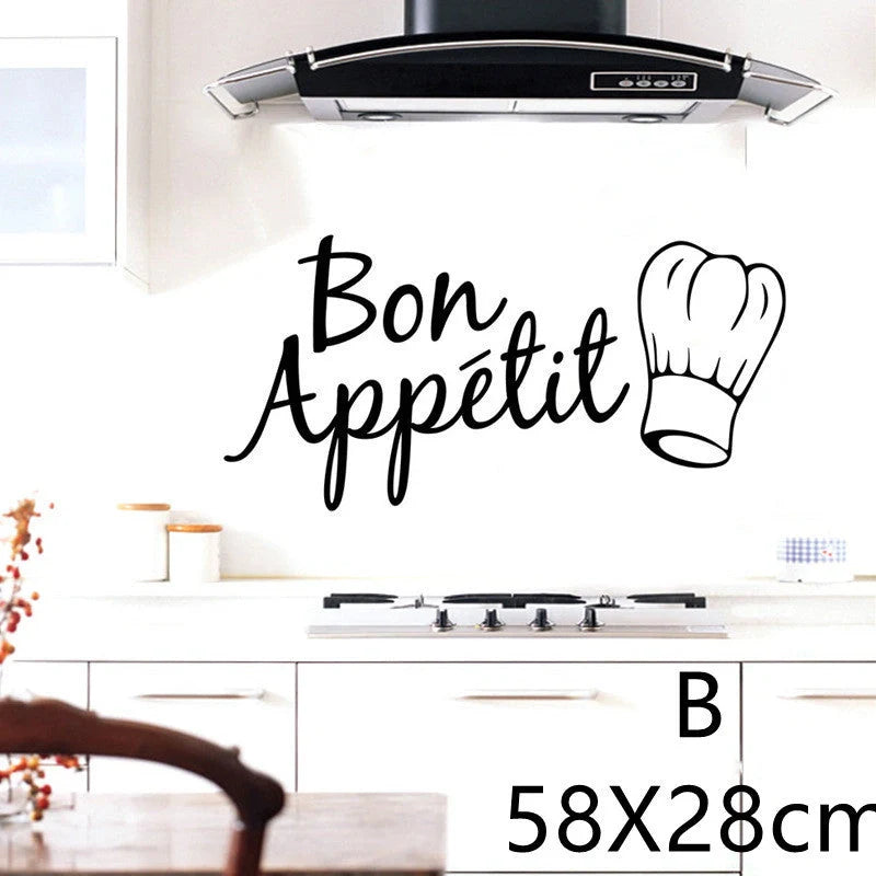 English proverbs kitchen wall stickers with knife and fork design