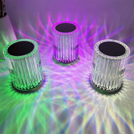 Acrylic LED table lamp with customizable RGB color lighting for home decor and ambiance