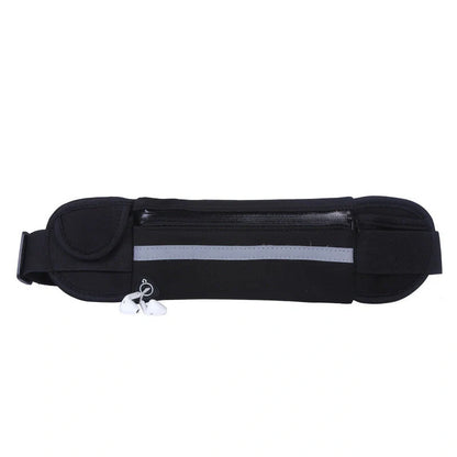 Slim nylon fitness waist bag with zipper pocket for secure storage during sports