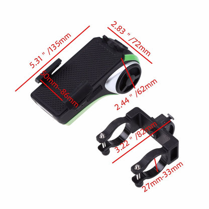 Versatile bicycle accessory with Bluetooth audio, LED lighting, power bank, phone holder, and ring bell