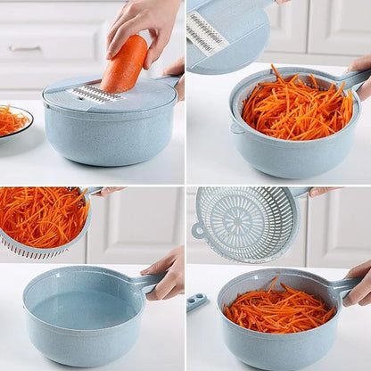 8-in-1 Mandoline Slicer with Interchangeable Blades for Slicing, Dicing, and Grating Vegetables and Ingredients
