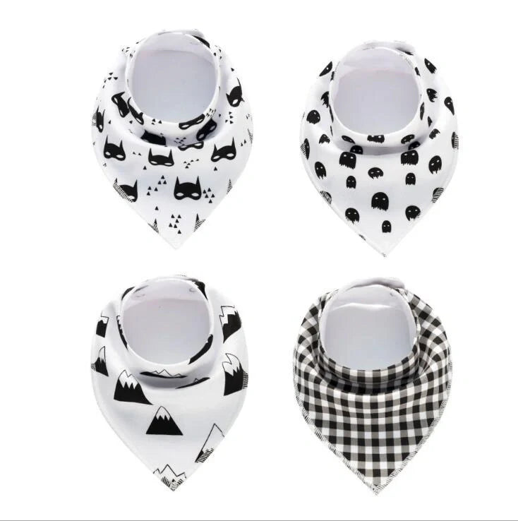 Stylish baby bibs set with arrow, wave, and triangle prints, perfect for keeping your baby clean and fashionable.