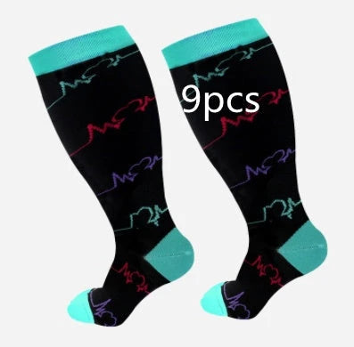 Plus-sized compression socks with bamboo fiber blend for breathability and comfort