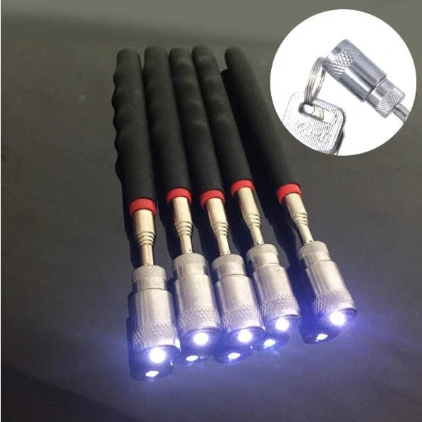 LED Magnetic Pick Up Tool with telescopic extension and LED light for retrieving small metal objects