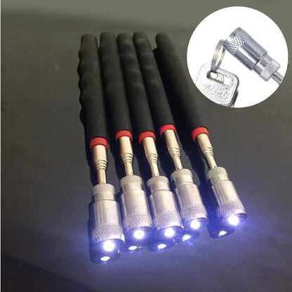 LED Magnetic Pick Up Tool with telescopic extension and LED light for retrieving small metal objects