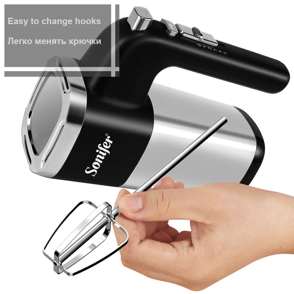 500W Electric Food Mixer with mixer and beater hooks on a kitchen counter