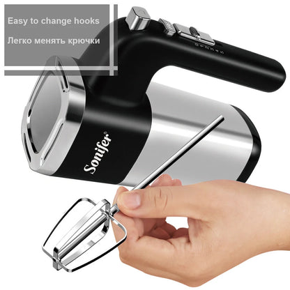500W Electric Food Mixer with mixer and beater hooks on a kitchen counter