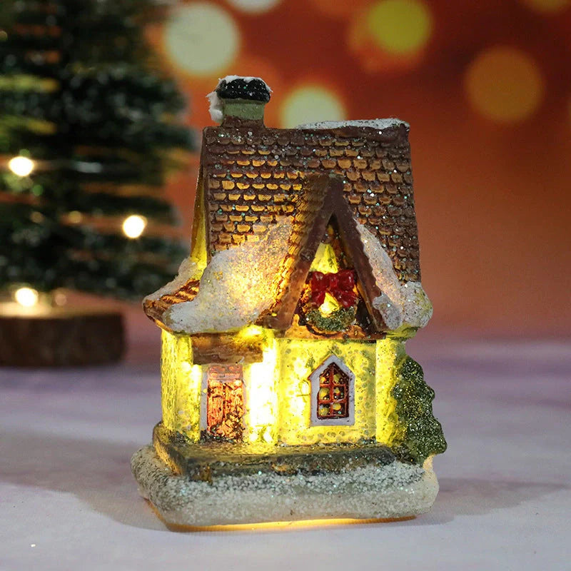 Compact Christmas Decorations Micro Landscape Resin House ornament with detailed design