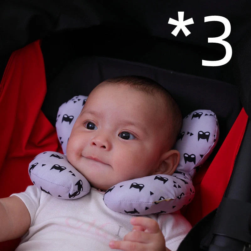 U-shaped baby head support pillow in pure cotton for car safety seats