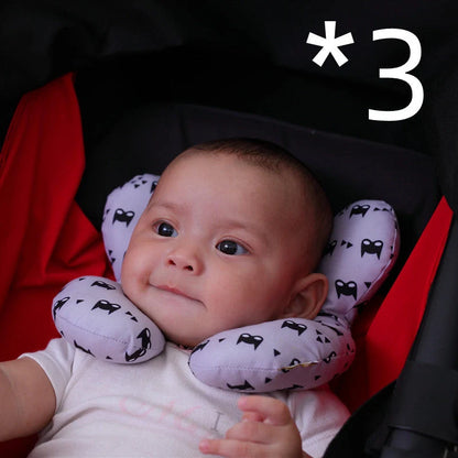 U-shaped baby head support pillow in pure cotton for car safety seats